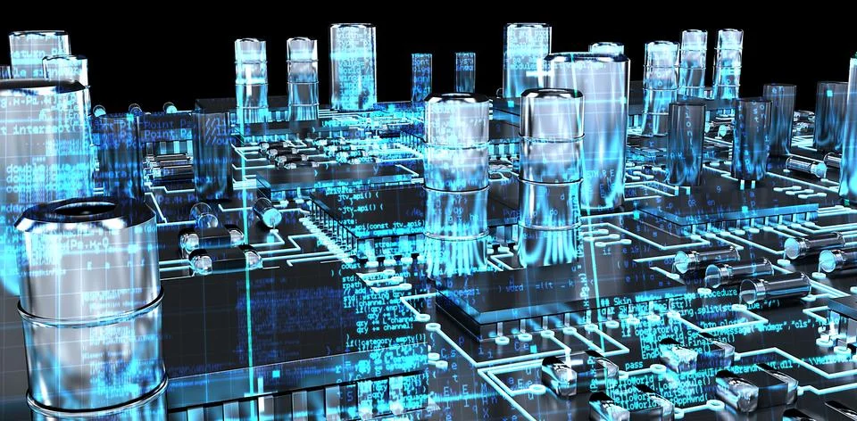 Composite image of blue matrix and codes Stock-Illustration