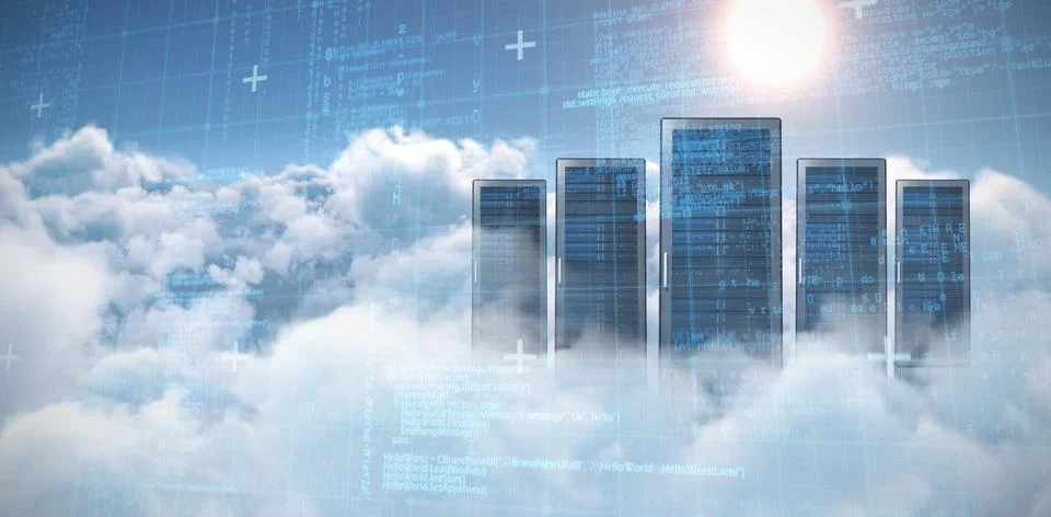 Composite image of blue matrix and codes 스톡 사진