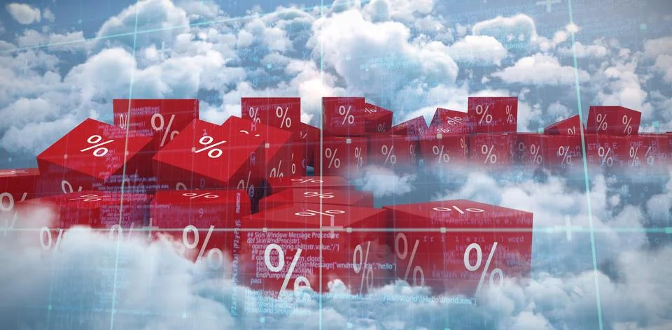 Composite image of blue matrix and codes Stockfoto's