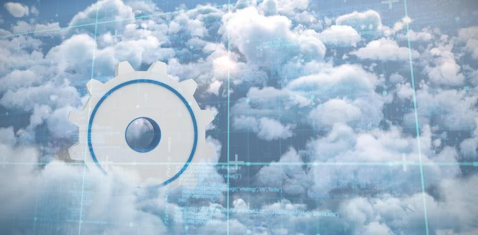 Composite image of blue matrix and codes 스톡 사진
