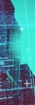 Composite image of blue matrix and codes Stock-Fotos