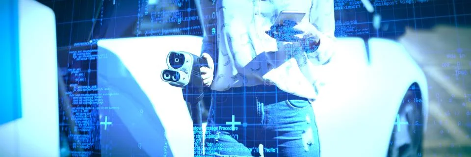 Composite image of blue matrix and codes Stock Photos