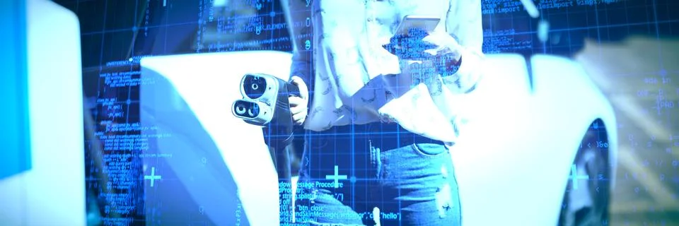 Composite image of blue matrix and codes 스톡 사진