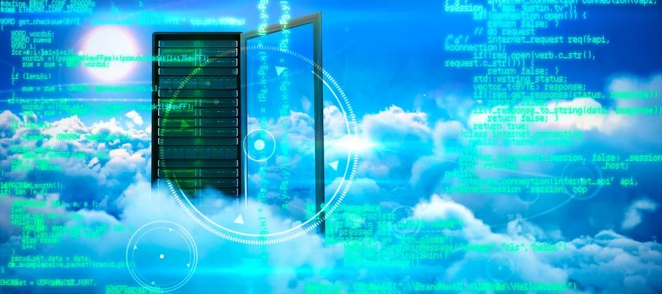 Composite image of blue programme Foto stock