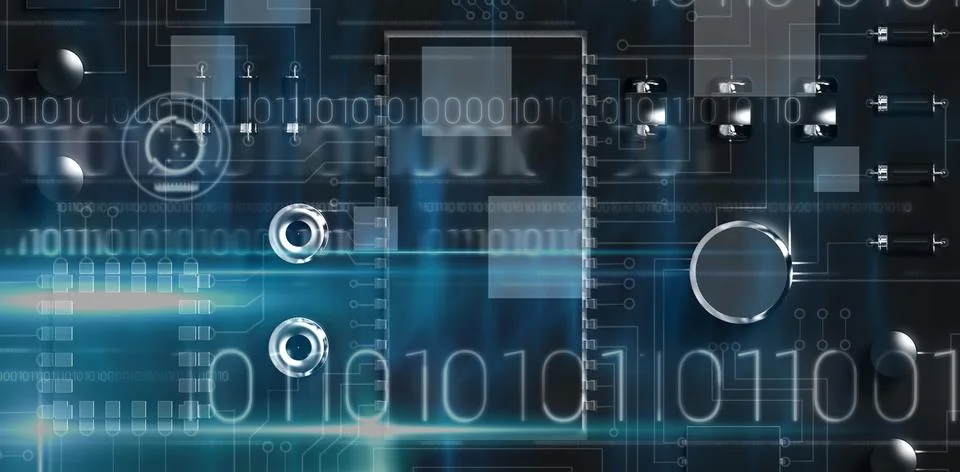 Composite image of blue technology design with binary code Stock Illustration