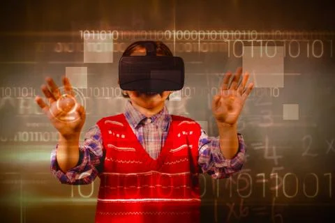 Composite image of blue technology design with binary code Stock-Fotos