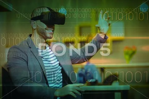 Composite image of blue technology design with binary code Stock Photos