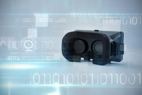 Composite image of blue technology design with binary code 스톡 사진