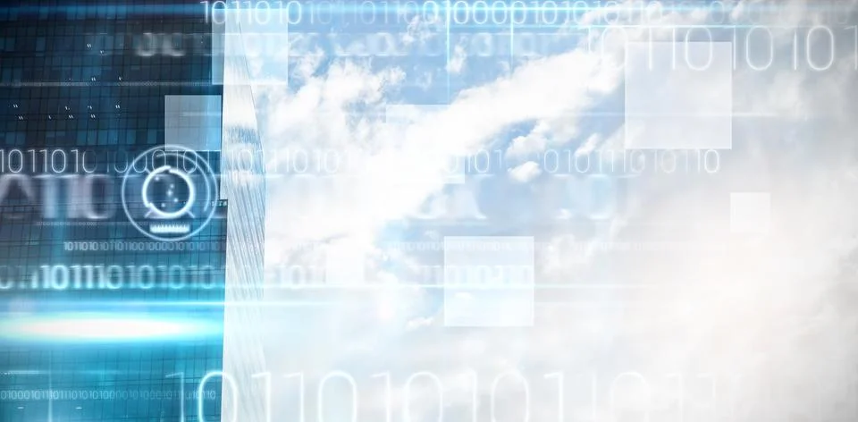 Composite image of blue technology design with binary code Stock-Fotos