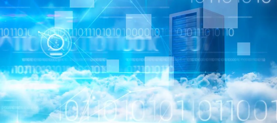 Composite image of blue technology design with binary code Stock-Fotos