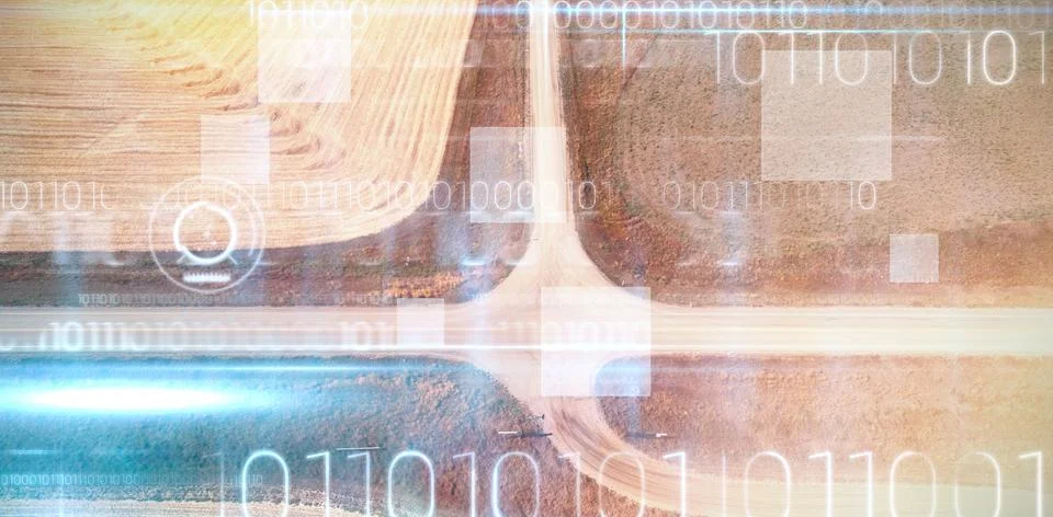 Composite image of blue technology design with binary code Stock Photos