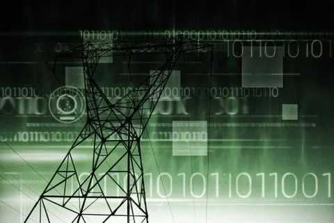 Composite image of blue technology design with binary code Stock Photos