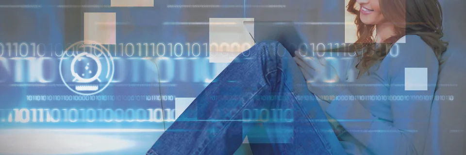 Composite image of blue technology design with binary code Stock-Fotos