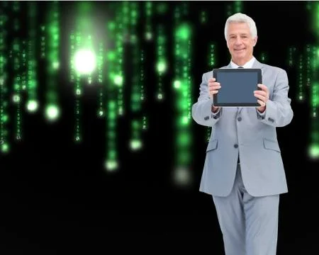 Composite image of boss showing a touch pad screen Stock-Illustration