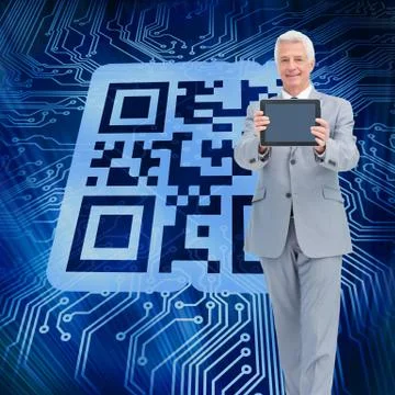 Composite image of boss showing a touch pad screen Stock Illustration
