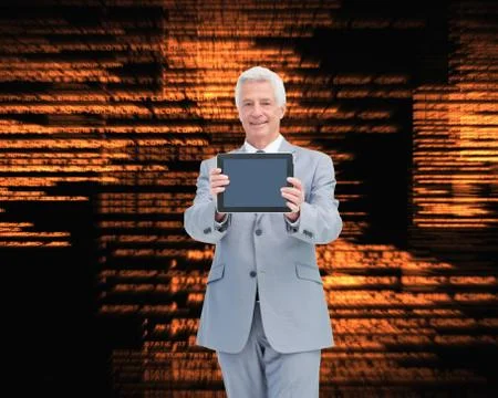 Composite image of boss showing a touch pad screen Stock Illustration