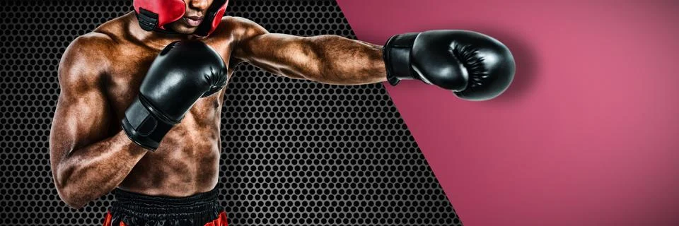 Composite image of boxer performing upright stance Stock Illustration