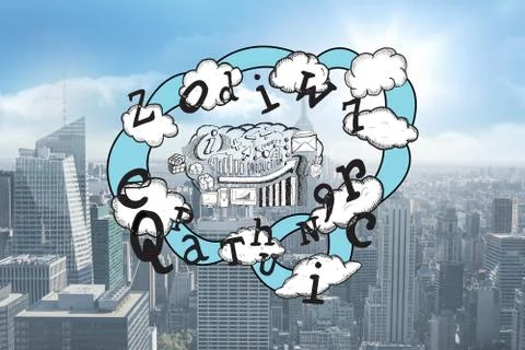 Composite image of brainstorm and cloud computing doodle 스톡 일러스트