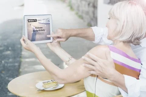 Composite image of build website interface against couple taking a selfie Stock Photos