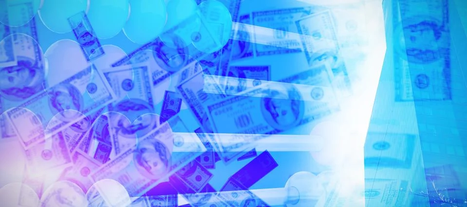 Composite image of bundle of us hundred dollars bank notes Illustrazione stock