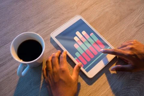 Composite image of business graph and chart Stock Photos