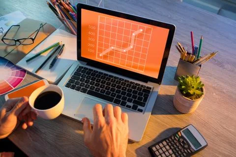 Composite image of business graph and chart Stock Photos