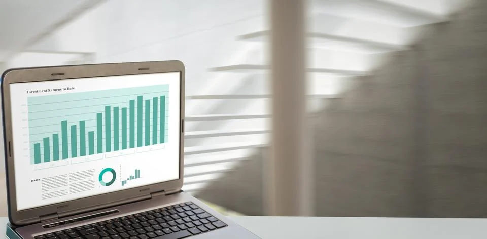 Composite image of business interface with graphs and data イラスト素材