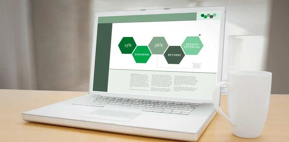 Composite image of business interface with graphs and data Stock Illustration