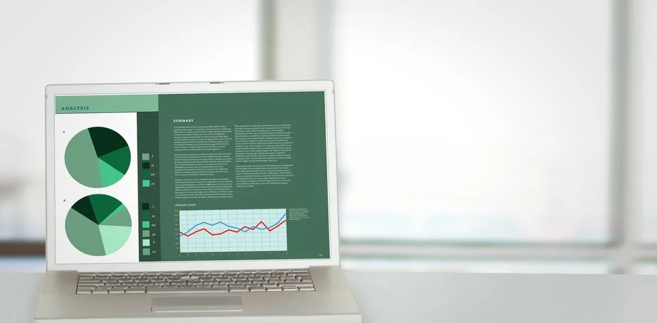 Composite image of business interface with graphs and data Stock Illustration