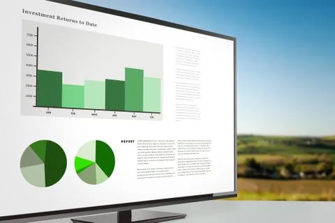 Composite image of business interface with graphs and data Stock Illustration