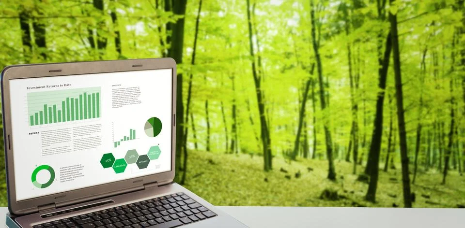Composite image of business interface with graphs and data Illustrazione stock