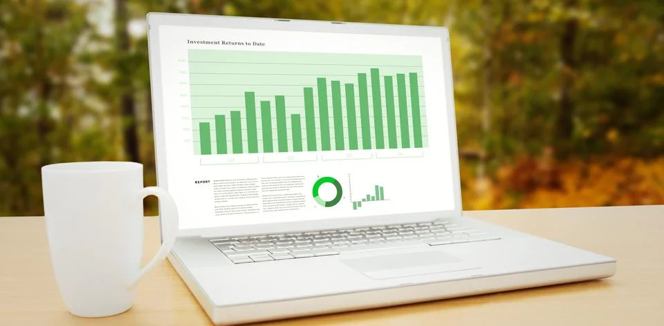 Composite image of business interface with graphs and data イラスト素材