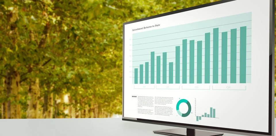 Composite image of business interface with graphs and data イラスト素材
