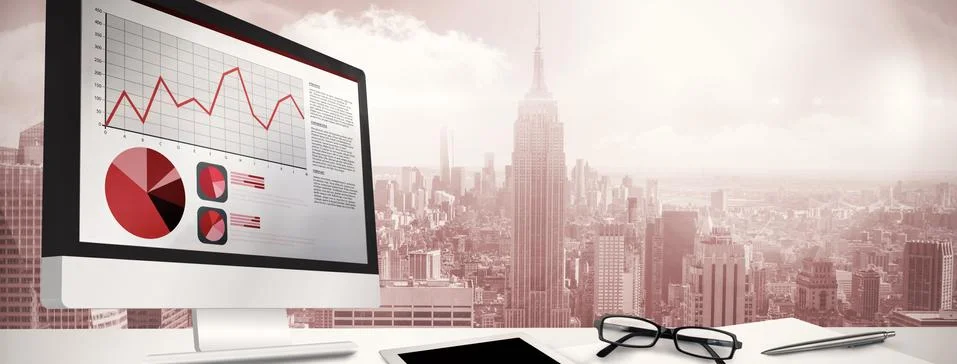 Composite image of business interface with graphs and data Stock Illustration