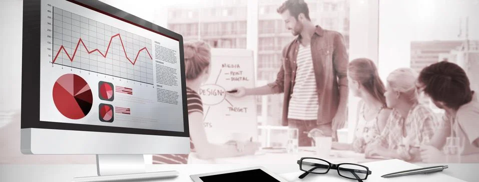 Composite image of business interface with graphs and data イラスト素材