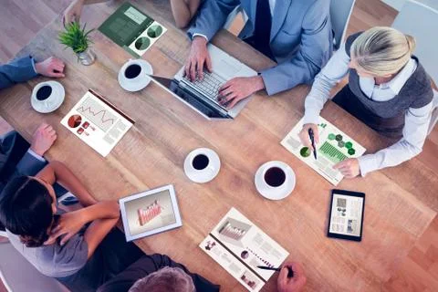 Composite image of business interface with graphs and data Stock Photos