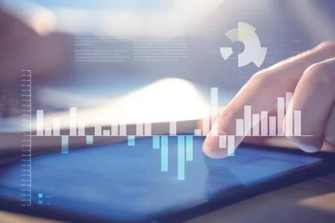 Composite image of business interface with graphs and data Stock Photos