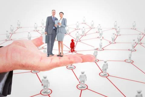 Composite image of business people using tablet computer 스톡 일러스트