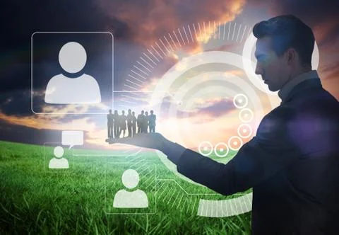 Composite image of business team looking at camera Stock Illustration
