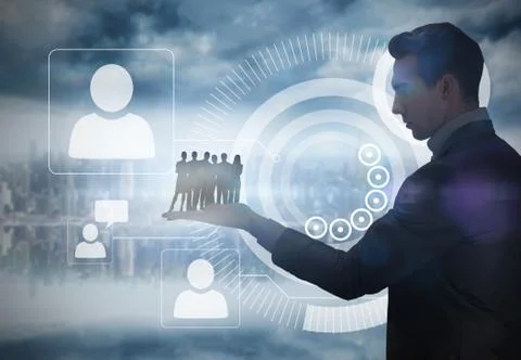 Composite image of business team looking at camera Stock Illustration