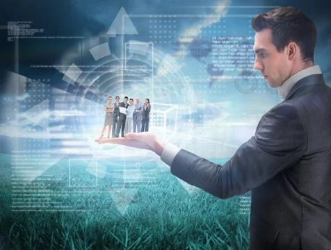 Composite image of business team looking at camera Stock Illustration