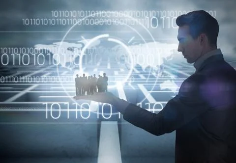 Composite image of business team looking at camera Illustrazione stock
