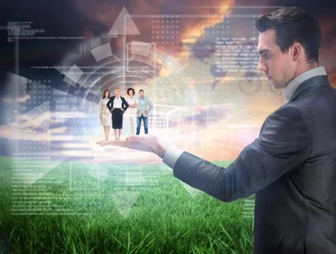 Composite image of business team looking at camera Stock Illustration
