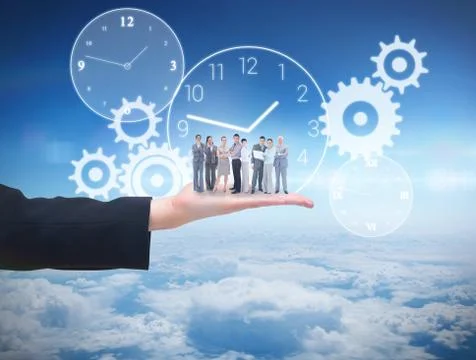 Composite image of business team looking at camera Stock Illustration