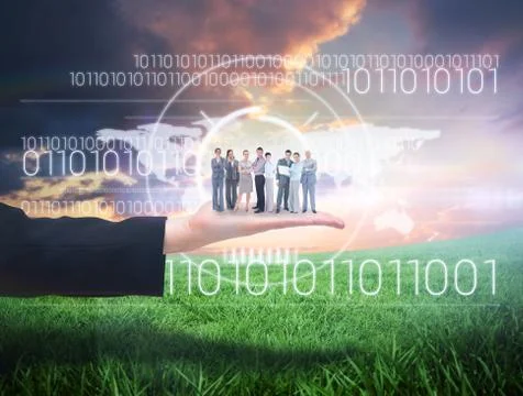 Composite image of business team looking at camera Illustrazione stock