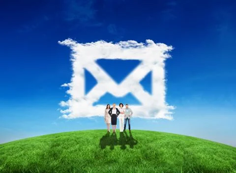 Composite image of business team looking at camera Stock Illustration