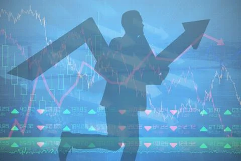 Composite image of businessman with arrow Stock Illustration