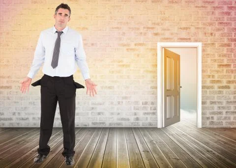 Composite image of businessman with empty pockets Stock Illustration