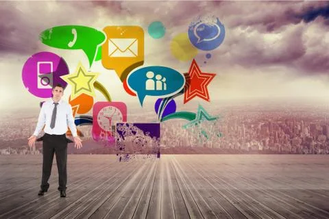 Composite image of businessman with empty pockets Stock Illustration