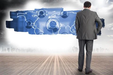 Composite image of businessman with hand on hip Stock Illustration